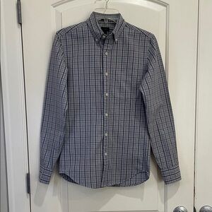 J. Crew Navy and Grey Plaid Button Down Shirt